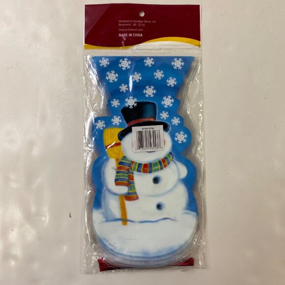 Holiday Time Snowman Shaped Blue Snowflake Treat Bags 15 Count - Picture 2 of 5